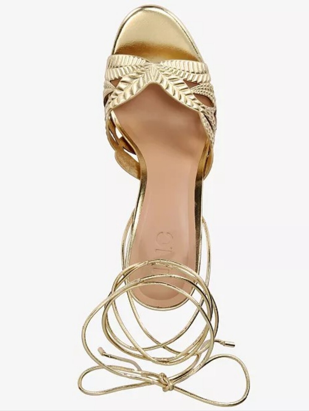 INC International Concepts Metallic Gold Braided Lace-Up Stiletto - Picture 3 of 6